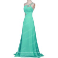 Grace Karin Großhandel Eine Linie eine Schulter Aquamarine Chiffon Perlen lange Brautjungfer Kleider CL2949-6